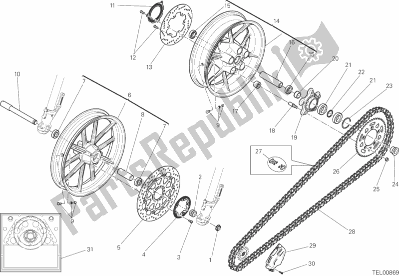 Wszystkie części do Ruota Anteriore E Posteriore Ducati Scrambler Icon USA 803 2015